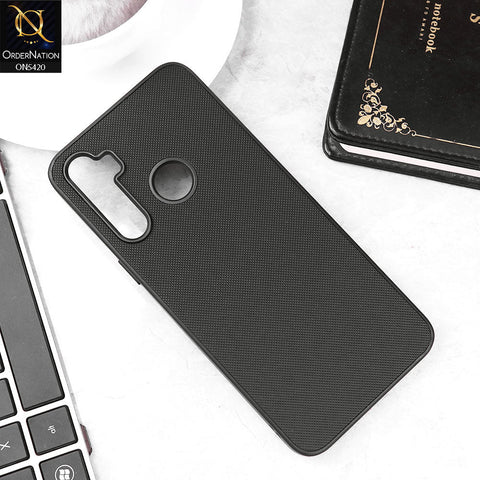 Realme 5s Cover - Black - New Dotted Leather Texture Soft Borders Case
