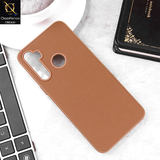 Realme 5i Cover - Brown - New Dotted Leather Texture Soft Borders Case