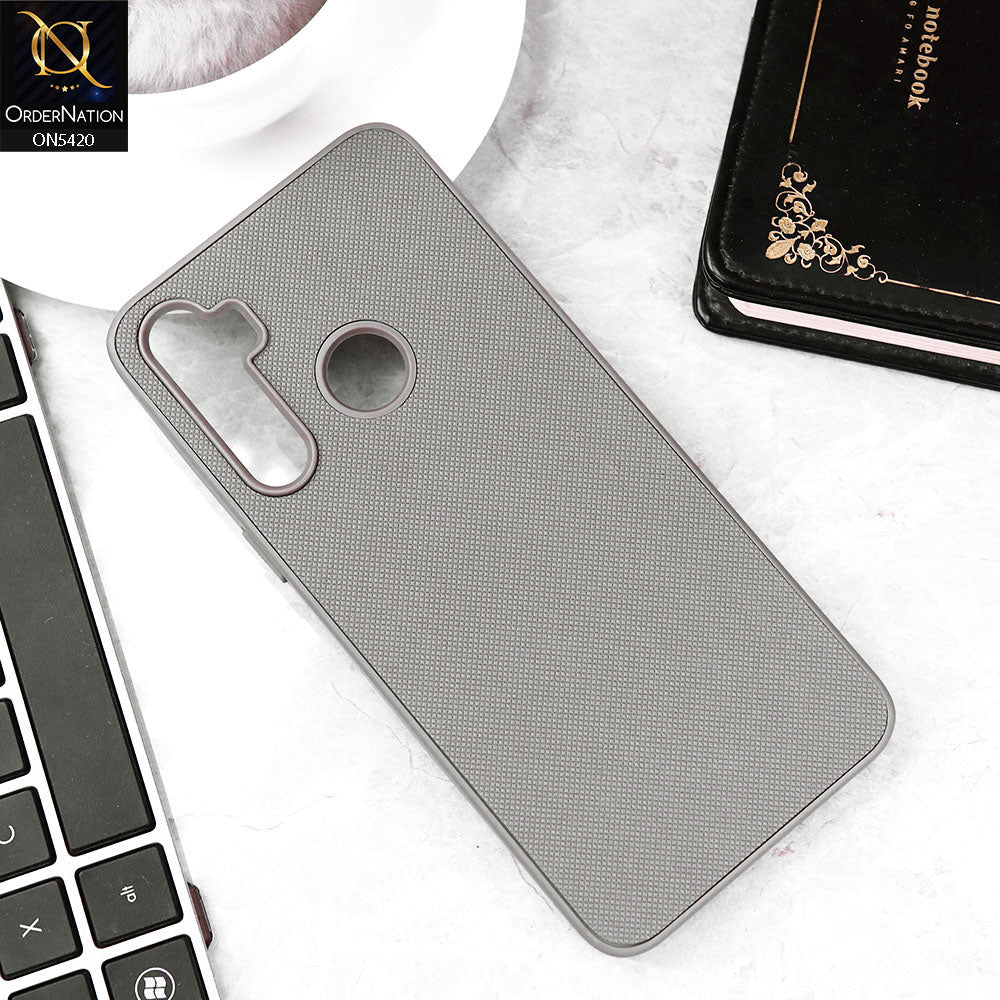 Realme 5 Cover - Gray - New Dotted Leather Texture Soft Borders Case