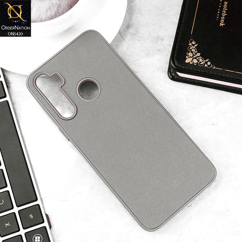 Realme 5 Cover - Gray - New Dotted Leather Texture Soft Borders Case