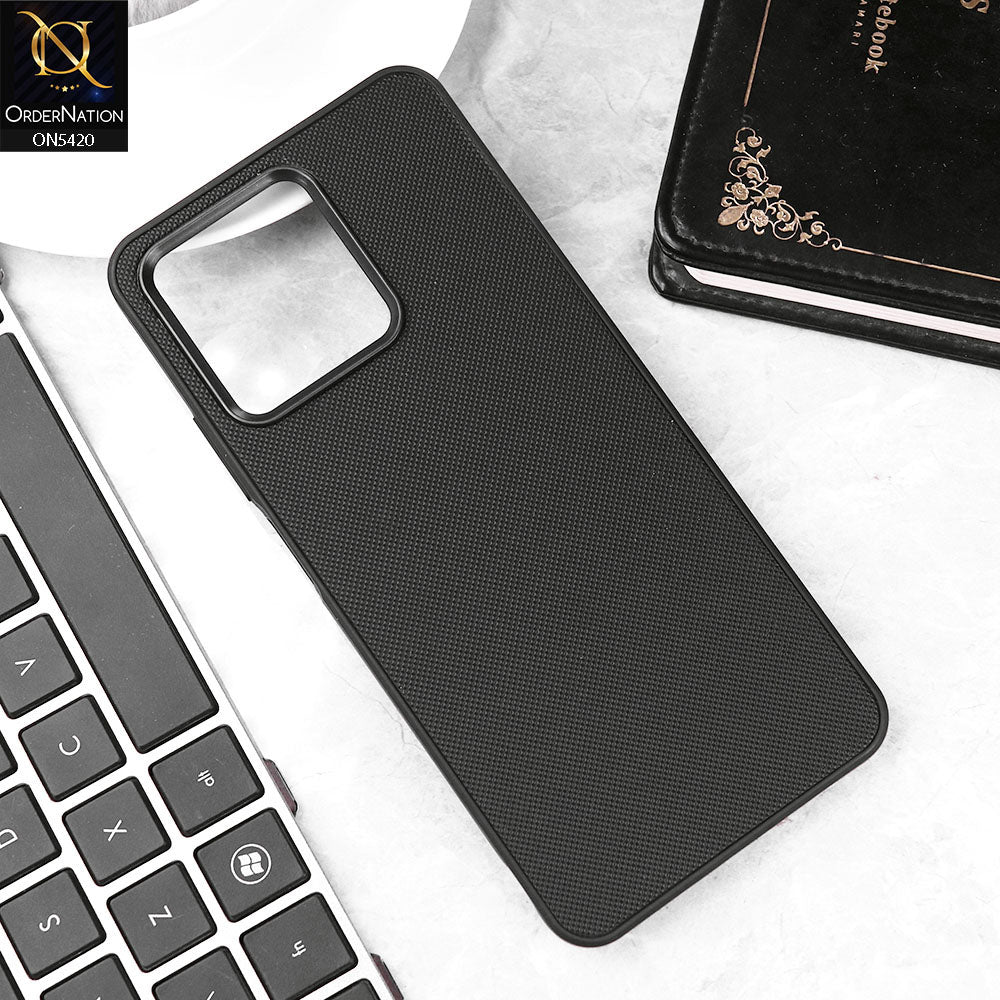 Realme Narzo N53 Cover - Black - New Dotted Leather Texture Soft Borders Case