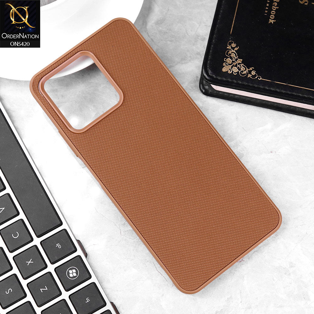 Realme Narzo N53 Cover - Brown - New Dotted Leather Texture Soft Borders Case