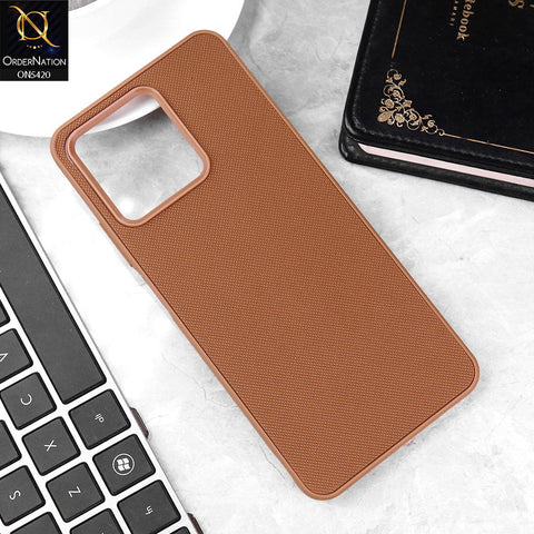 Realme Narzo N53 Cover - Brown - New Dotted Leather Texture Soft Borders Case
