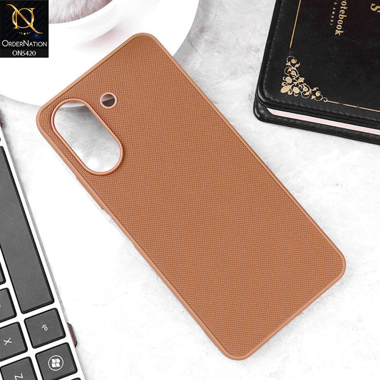 Xiaomi Poco C65 Cover - Brown - New Dotted Leather Texture Soft Borders Case