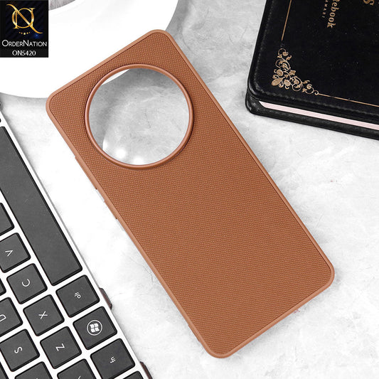 Oppo Reno 12F Cover - Brown - New Dotted Leather Texture Soft Borders Case