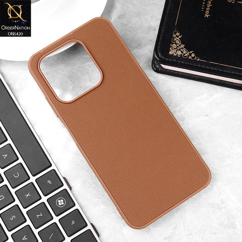 Infinix Hot 50i Cover - Brown - New Dotted Leather Texture Soft Borders Case