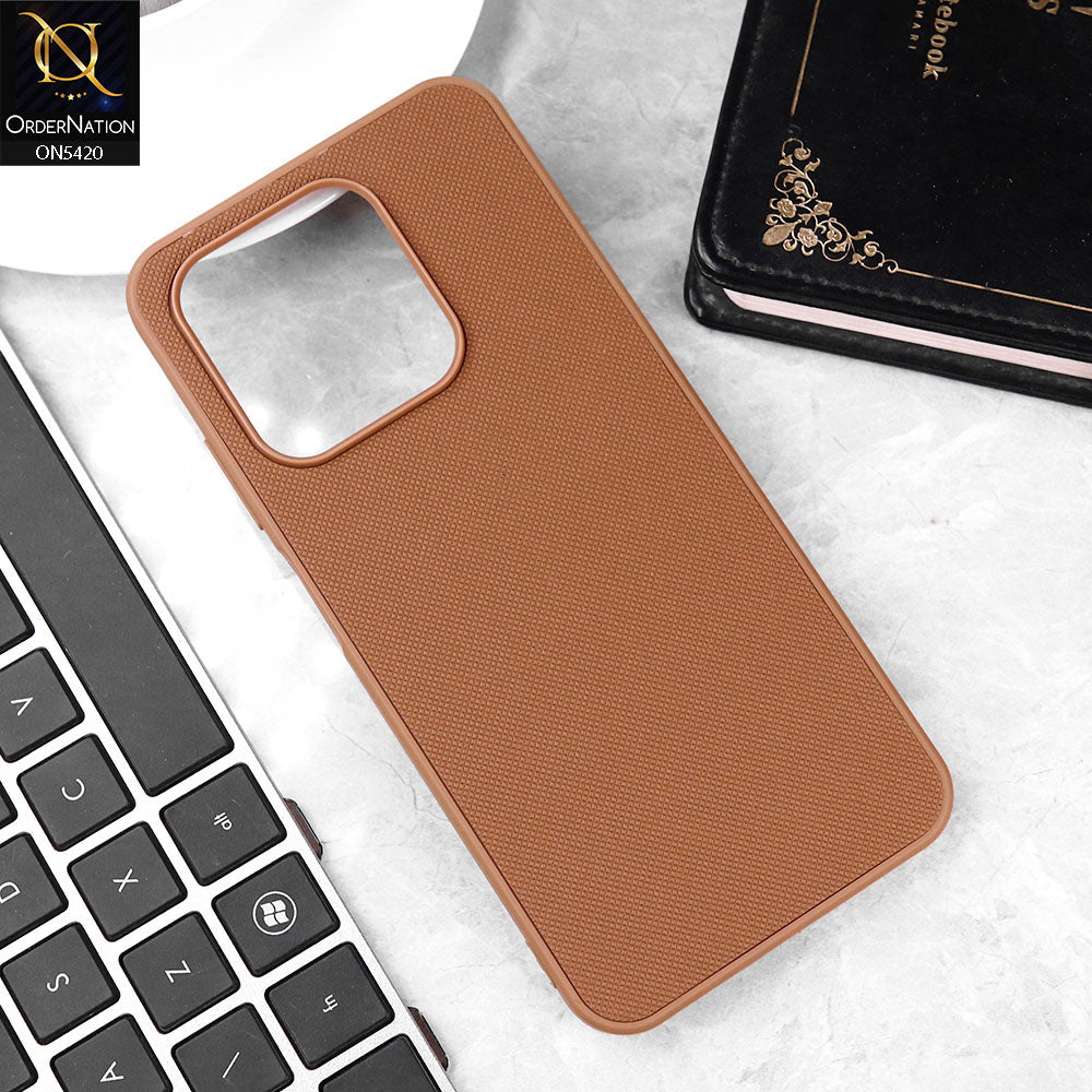 Infinix Smart 9 HD Cover - Brown - New Dotted Leather Texture Soft Borders Case