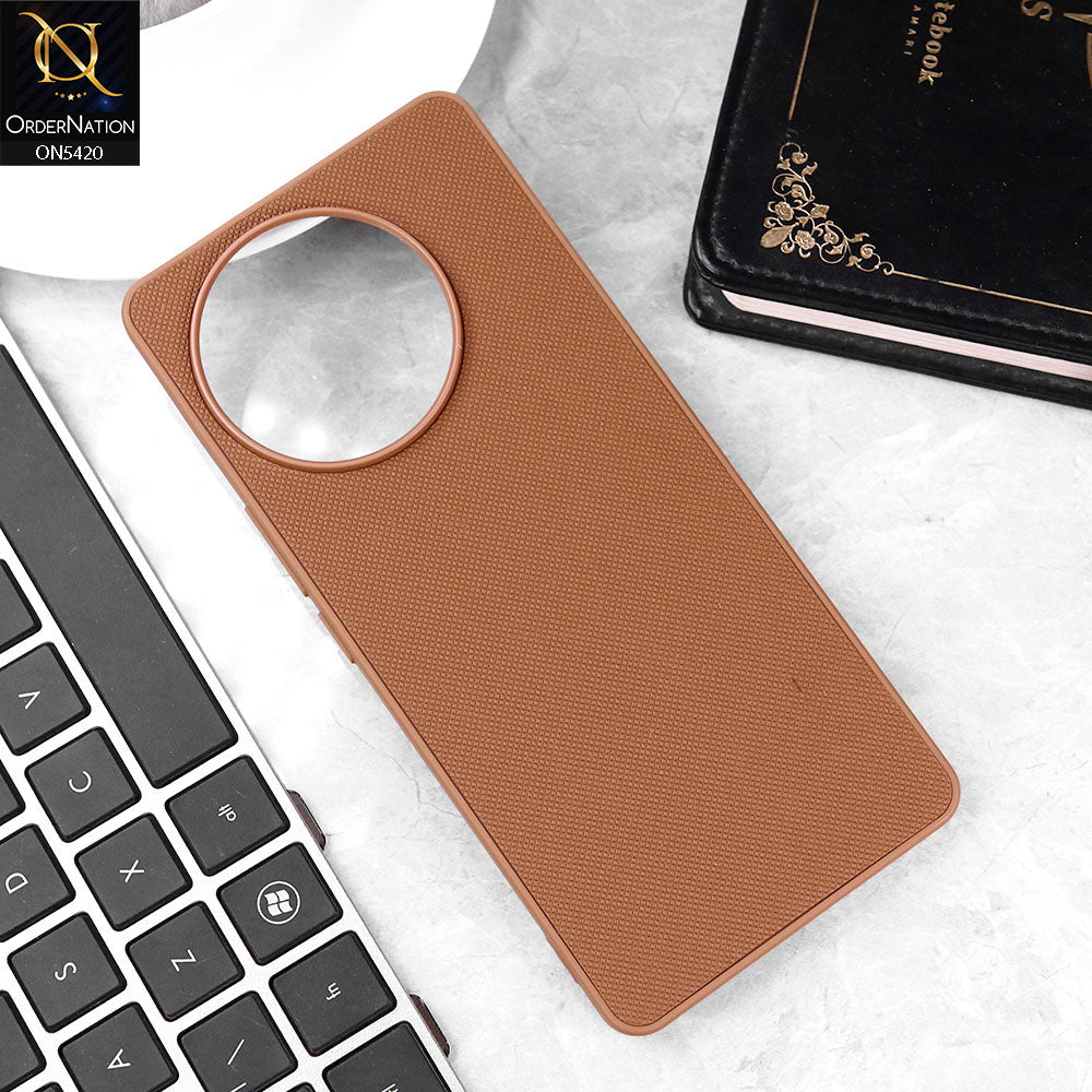 Tecno Spark 30 Pro Cover - Brown - New Dotted Leather Texture Soft Borders Case