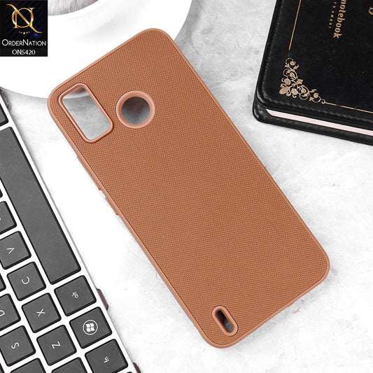 Tecno Spark 6 Go Cover - Brown - New Dotted Leather Texture Soft Borders Case
