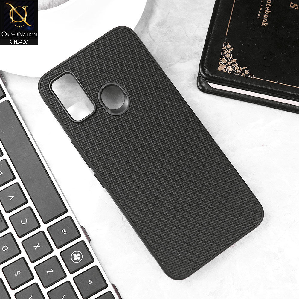 Tecno Spark 7 Cover - Black - New Dotted Leather Texture Soft Borders Case