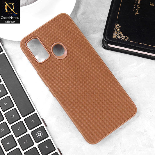 Tecno Spark 7 Cover - Brown - New Dotted Leather Texture Soft Borders Case