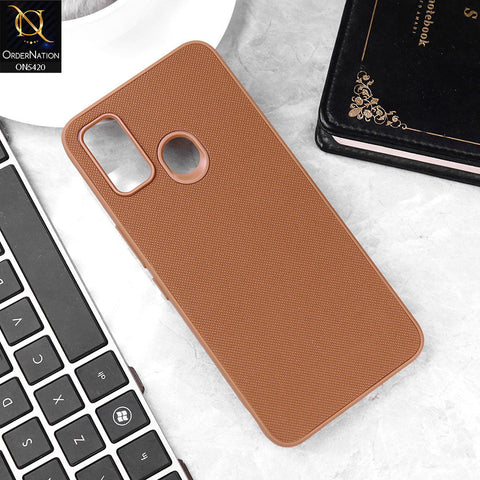 Tecno Spark 7 Cover - Brown - New Dotted Leather Texture Soft Borders Case
