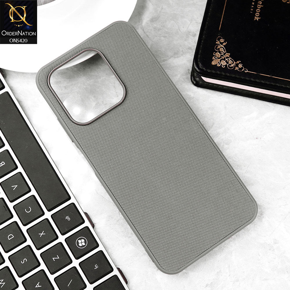 Tecno Pop 7 Pro Cover - Gray - New Dotted Leather Texture Soft Borders Case