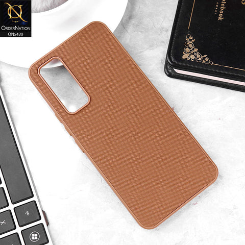 Vivo V20 SE Cover - Brown - New Dotted Leather Texture Soft Borders Case