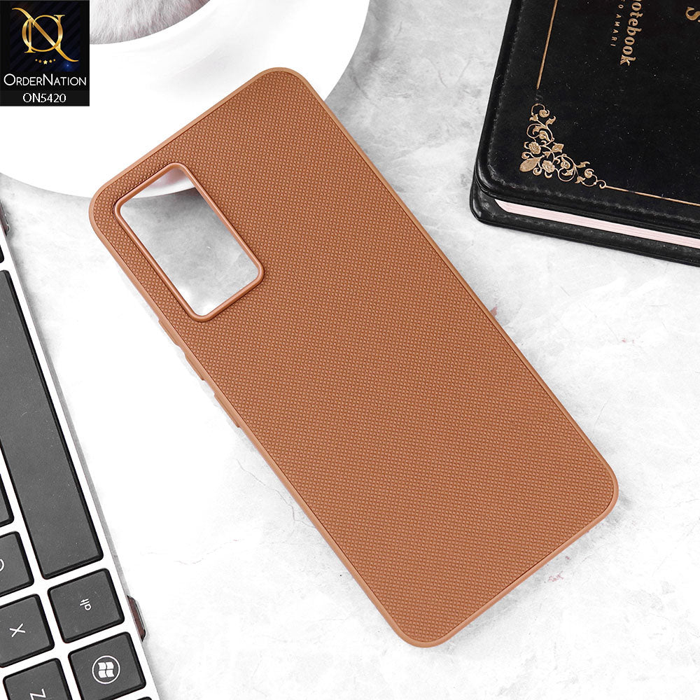 Vivo V23e Cover - Brown - New Dotted Leather Texture Soft Borders Case