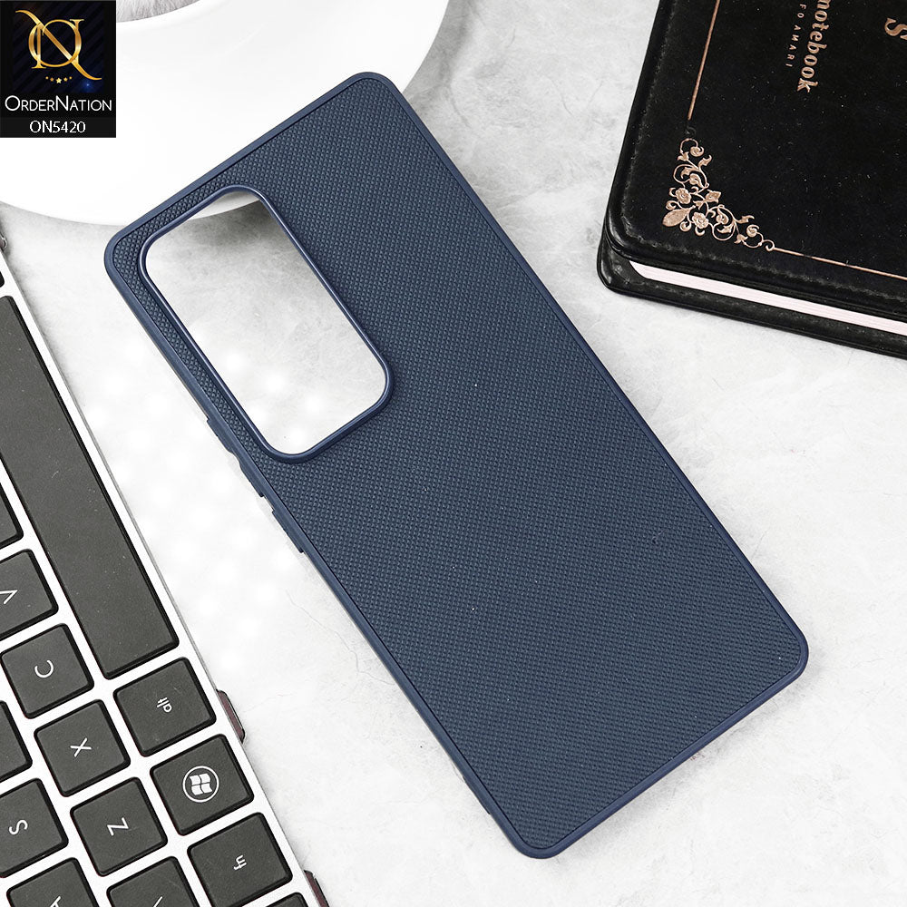 Vivo V30 Cover - Blue - New Dotted Leather Texture Soft Borders Case