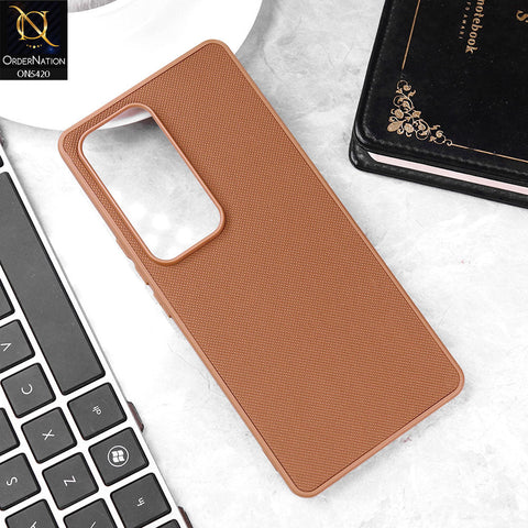 Vivo S18 Cover - Brown - New Dotted Leather Texture Soft Borders Case