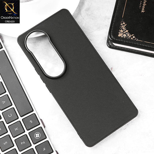 Vivo V40 Cover - Black - New Dotted Leather Texture Soft Borders Case