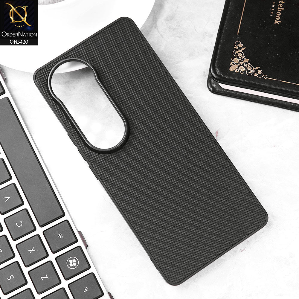 Vivo V40 Pro Cover - Black - New Dotted Leather Texture Soft Borders Case