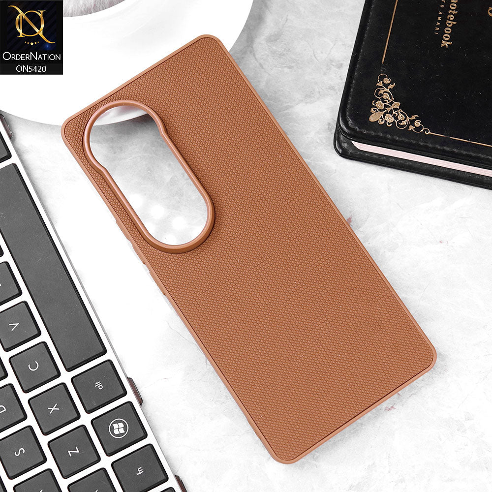 Vivo V40 Cover - Brown - New Dotted Leather Texture Soft Borders Case