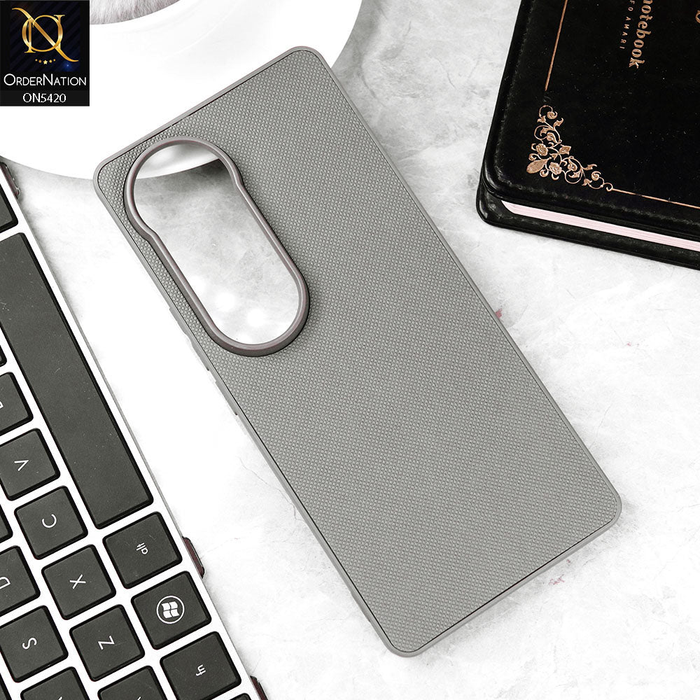Vivo V40 Pro Cover - Gray - New Dotted Leather Texture Soft Borders Case