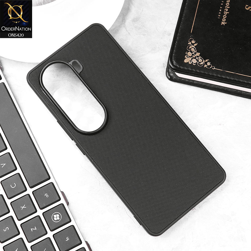 Vivo V40e Cover - Black - New Dotted Leather Texture Soft Borders Case