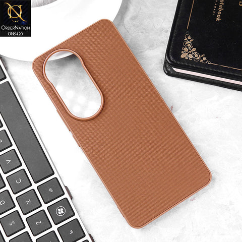 Vivo V50 Cover - Brown - New Dotted Leather Texture Soft Borders Case