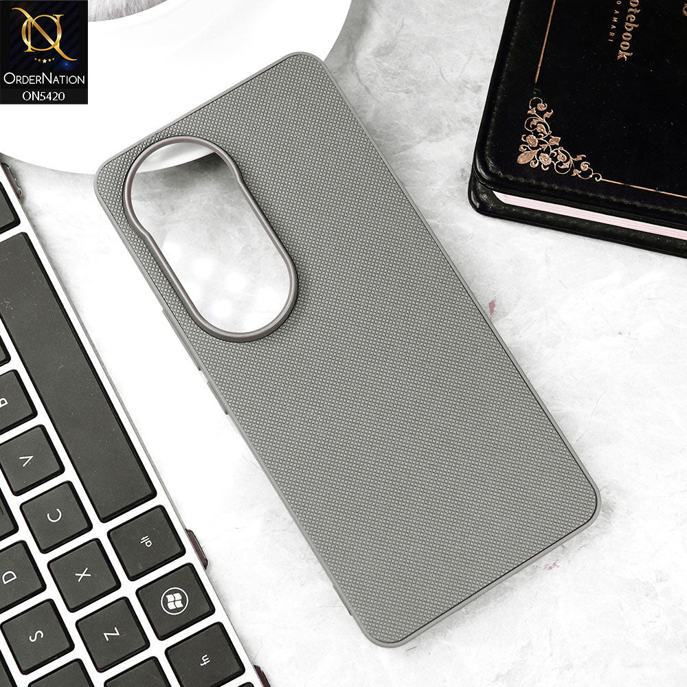 Vivo V50 Cover - Gray - New Dotted Leather Texture Soft Borders Case