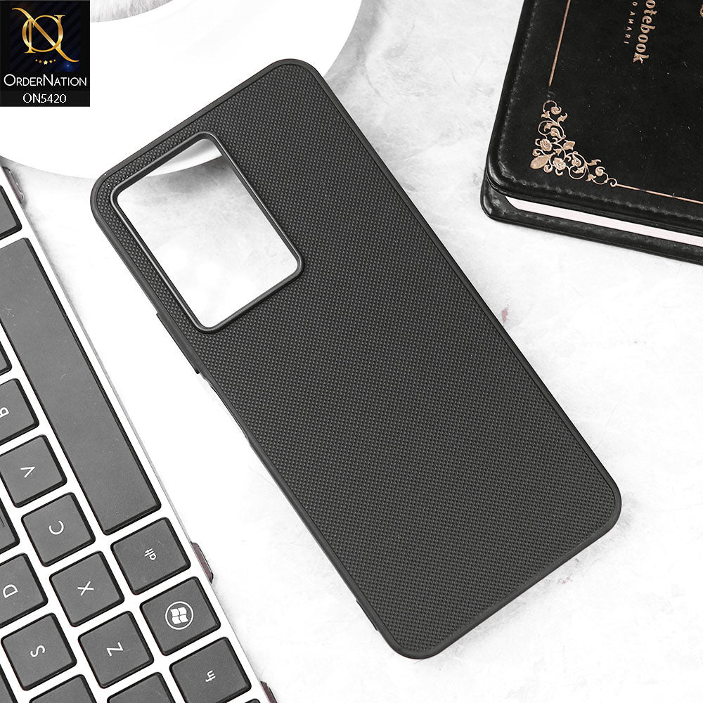 Vivo Y28 5G Cover - Black - New Dotted Leather Texture Soft Borders Case