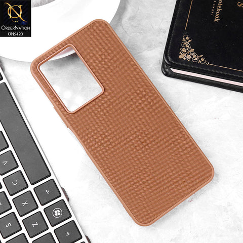 Vivo Y28 5G Cover - Brown - New Dotted Leather Texture Soft Borders Case