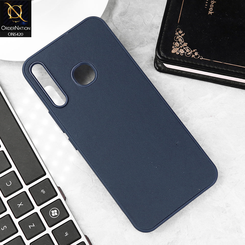 Vivo Y19 Cover - Blue - New Dotted Leather Texture Soft Borders Case
