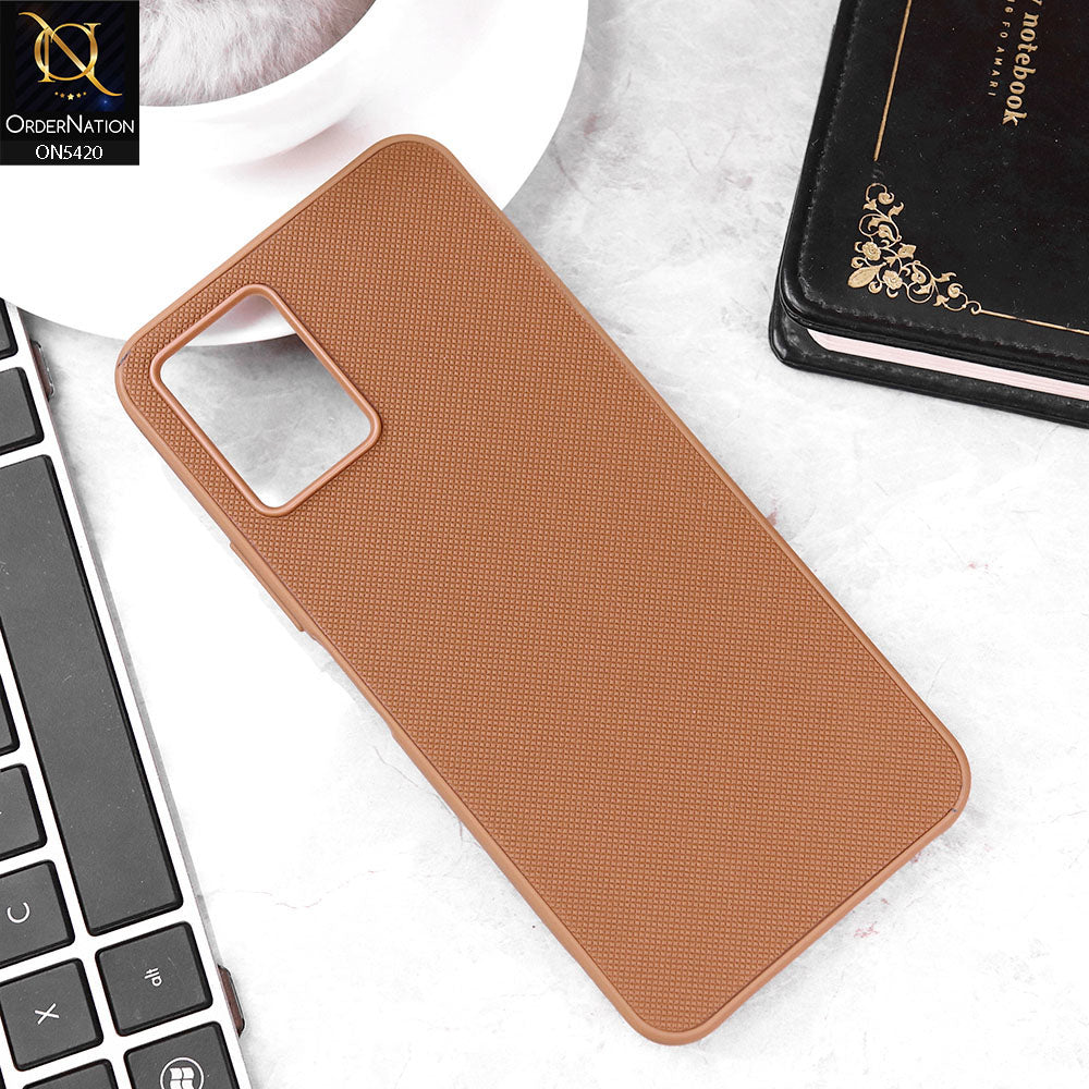 Vivo Y32 Cover - Brown - New Dotted Leather Texture Soft Borders Case