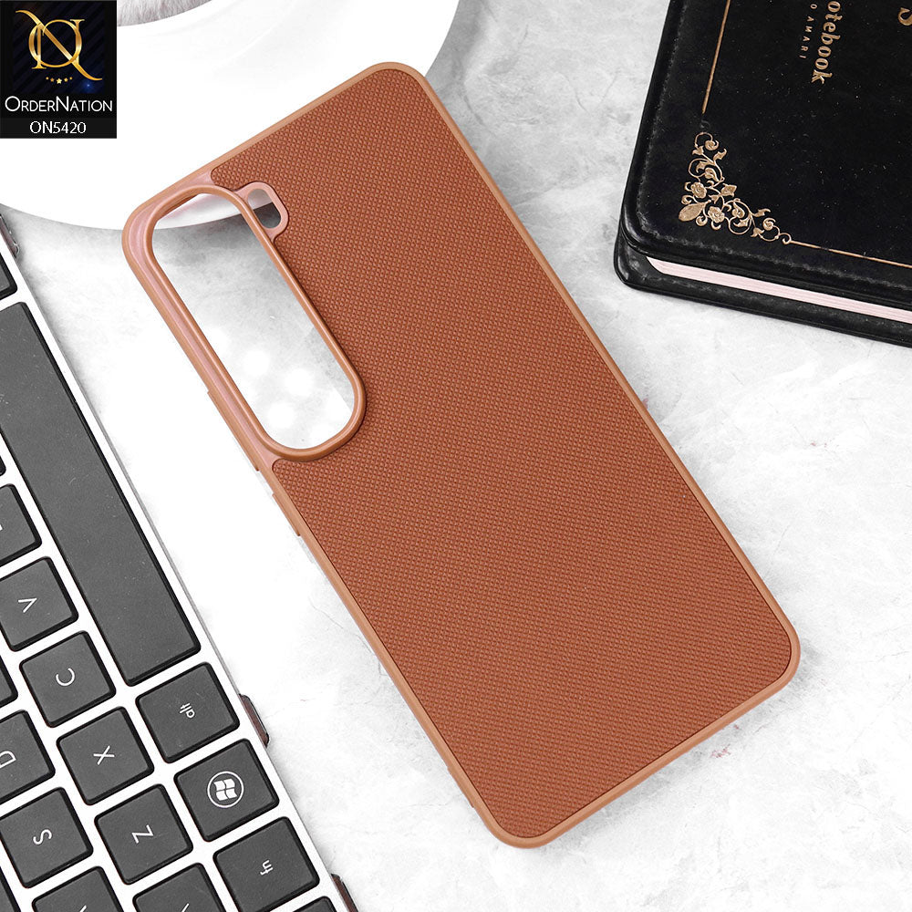 Vivo V40 Lite (IDN) Cover - Brown - New Dotted Leather Texture Soft Borders Case