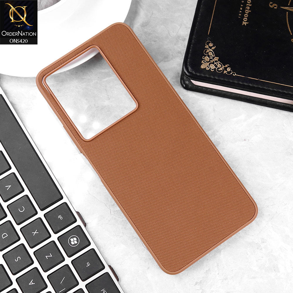 Vivo Y36 4G Cover - Brown - New Dotted Leather Texture Soft Borders Case
