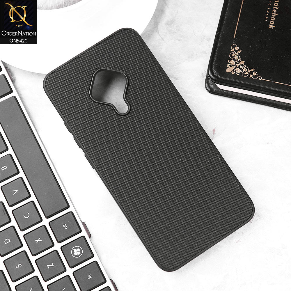 Vivo Y51 (2020 September) Cover - Black - New Dotted Leather Texture Soft Borders Case