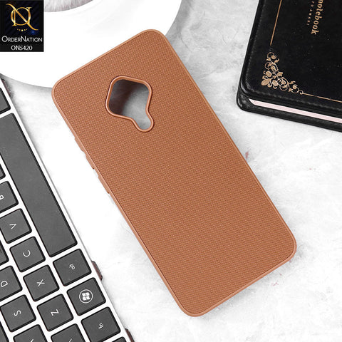 Vivo Y51 (2020 September) Cover - Brown - New Dotted Leather Texture Soft Borders Case