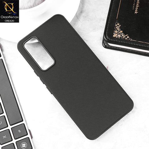 Vivo Y51a Cover - Black - New Dotted Leather Texture Soft Borders Case
