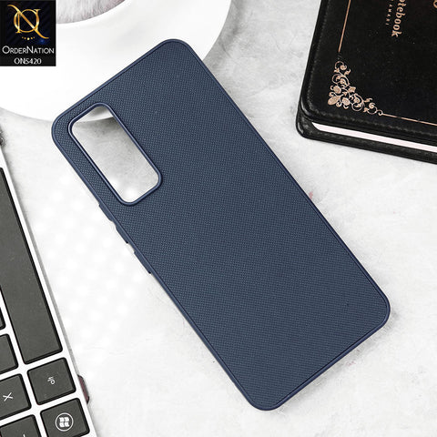 Vivo Y53s 4G Cover - Blue - New Dotted Leather Texture Soft Borders Case
