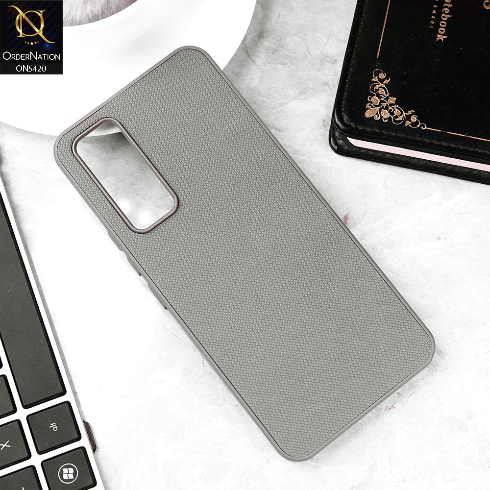 Vivo Y33 Cover - Gray - New Dotted Leather Texture Soft Borders Case