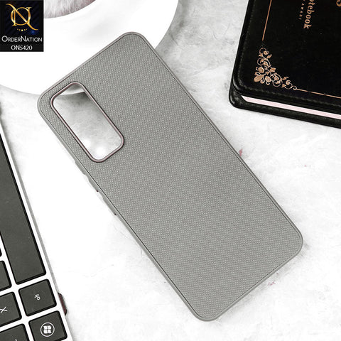 Vivo Y33 Cover - Gray - New Dotted Leather Texture Soft Borders Case