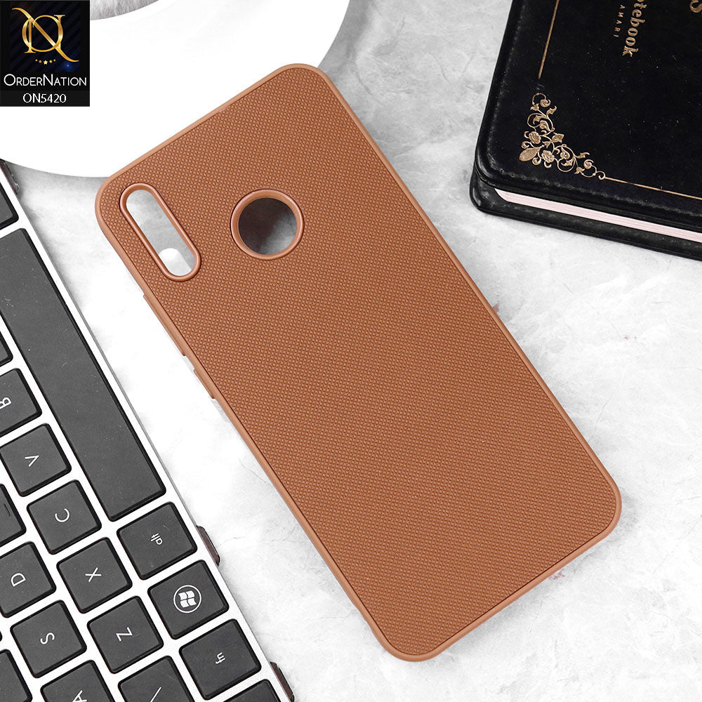 Huawei Y9 2019 Cover - Brown - New Dotted Leather Texture Soft Borders Case