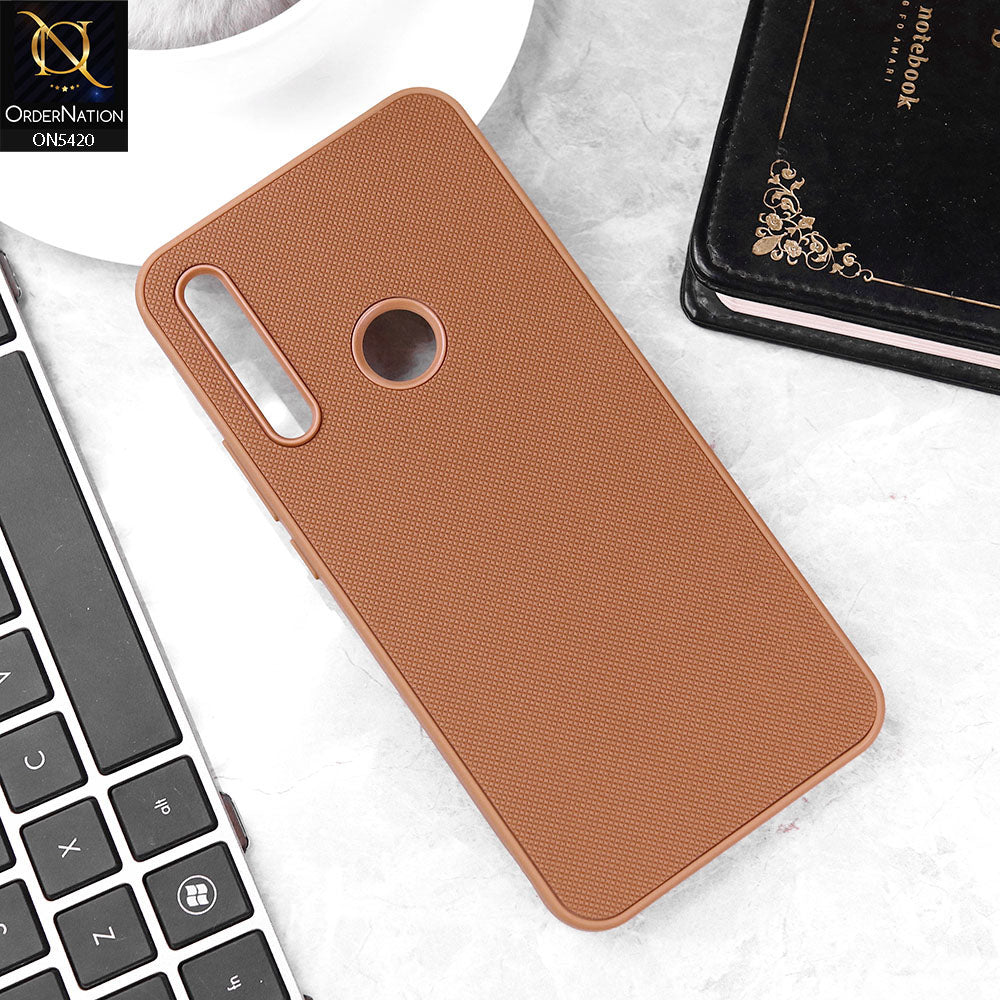 Huawei Y9 Prime 2019 Cover - Brown - New Dotted Leather Texture Soft Borders Case