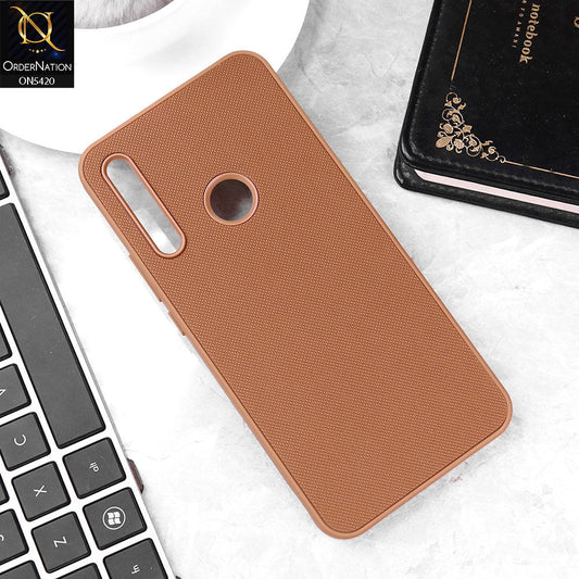 Huawei Y9 Prime 2019 Cover - Brown - New Dotted Leather Texture Soft Borders Case