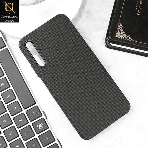 Huawei Y9s Cover - Black - New Dotted Leather Texture Soft Borders Case