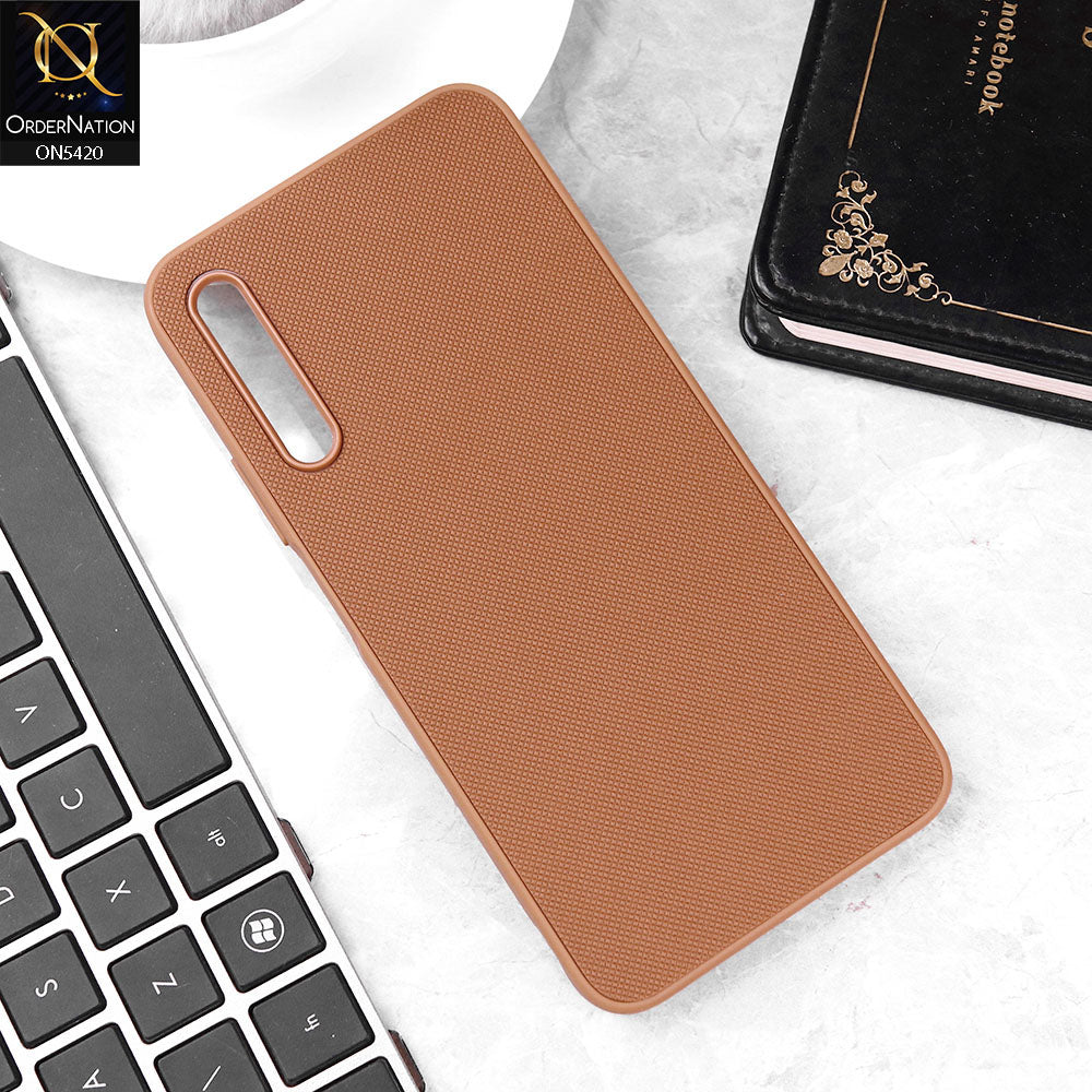 Huawei Y9s Cover - Brown - New Dotted Leather Texture Soft Borders Case