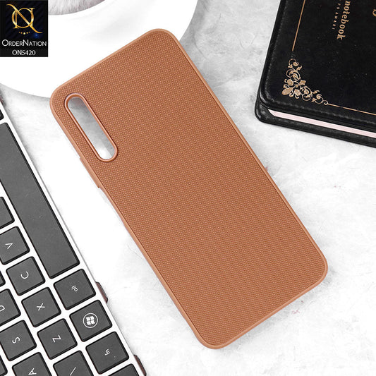 Huawei Y9s Cover - Brown - New Dotted Leather Texture Soft Borders Case