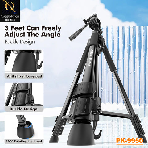 Plokama PK-9950 59-Inch 150cm Camera Tripod with 360° Head, Phone Holder & Remote Control