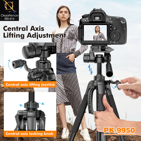 Plokama PK-9950 59-Inch 150cm Camera Tripod with 360° Head, Phone Holder & Remote Control