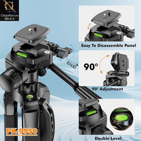 Plokama PK-9950 59-Inch 150cm Camera Tripod with 360° Head, Phone Holder & Remote Control