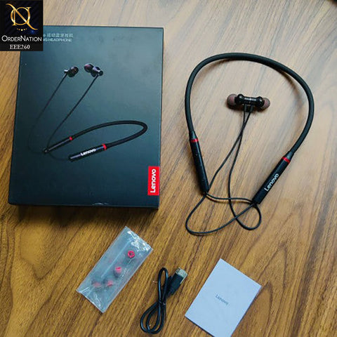 Lenovo HE05X Bluetooth 5.0 Earphones Waterproof Wireless HIFI Sound Magnetic Neckband Headset Sports Headphones - Black